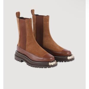 Sandro Paris Brown Suede Chelsea Boots